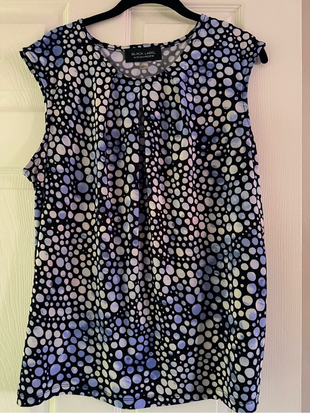 Black Label Black Tank Top with Purple and Light Blue Dot Print